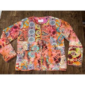 Sacred Threads Patchwork Quilted Jacket Women's S Boho Hippie Artsy Color